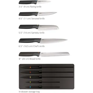 Messer-Set JOSEPH "Elevate" Kochmesser-Sets bunt Küchenmesser-Sets japanisches Edelstahl, Schubladeneinlage