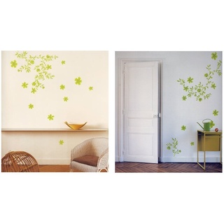 dynamic24 Wandtattoo Blumenranke (4 St), Wandtattoo Set Wandsticker Wand Aufkleber grau|grün