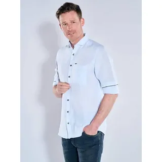 engbers Herren Langarm-Hemd aus Leinen blau regular uni Haifisch - S