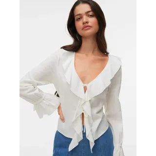 Vero Moda Rüschenbluse VMJAMIE TIE LS TOP WVN Weiß XS