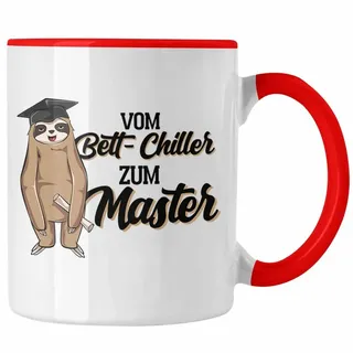 Trendation Tasse Lustige Faultier Master Tasse Vom Bett Chiller Zum Master Abschluss Pr rot