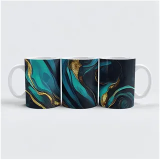 raxxa Tasse "Turquoise Blue Gold Marble", 1-tlg., Keramik weiß