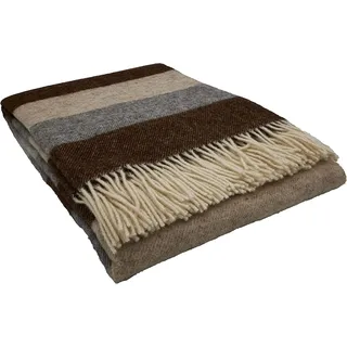 fair de luxe Wolldecke Plaid 100 x 150 cm Braun/Grau/Creme