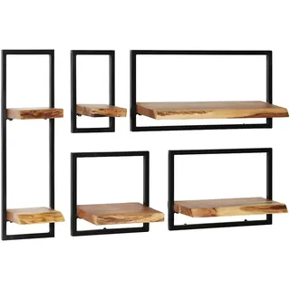 vidaXL Wandregal-Set 5-tlg. Akazienholz Massiv 0 x 0 x 0 cm Braun