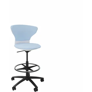 Sedus turn around high desk Drehstuhl - Purweiß (158) / Era Allowance hellblau (CSE38) / Schwarz (103)