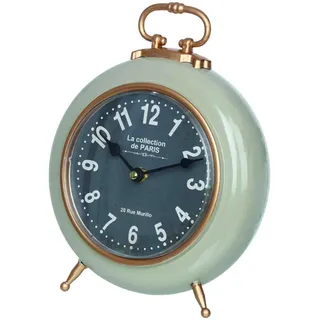 B & S Tischuhr Standuhr Retro Design Deko Uhr 28 cm grau/Gold aus Metall