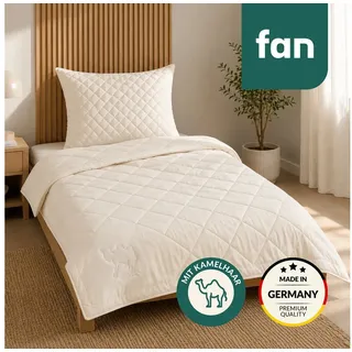 fan Naturhaarbettdecke Gobi, Bettdecken für Sommer und Winter, temperaturausgleichend, Füllung: Kamelhaar, Bezug: Baumwolle, Klimatisierende Kamelhaar-Füllung - Made in Germany beige 135 cm x 200 cm