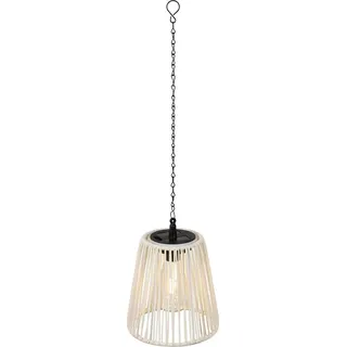 Solar LED Pendelleuchte Outdoor 17,5cm Rattan-Optik Weiß / Warmweiß - Creme