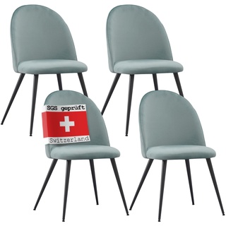 Albatros Esszimmerstühle mit Samt-Bezug 4er Set CAPO, Türkis- Stilvolles Vintage Design, Eleganter Polsterstuhl am Esstisch - Küchenstuhl oder Stuhl Esszimmer mit hoher Belastbarkeit