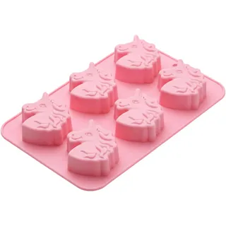 MIJOMA Muffinform – Silikon Backform mit Tiermotiv – Einhorn rosa | BPA-frei & lebensmittelecht – 6 Mulden – wiederverwendbar – ideal für Mini Muffins, Kuchen & Desserts