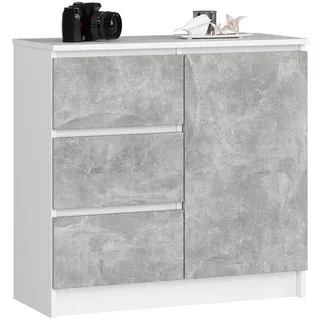 Akord Kommode AKORD JERRY 80 x 77 x 35 cm Weiß / Hellgrau