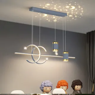 Esszimmerlampe LED Esstisch Lampe Moderne LED Pendelleuchte Dimmbar mit Fernbedienung Hängeleuchte Esszimmer Höhenverstellbar Kronleuchter für wohnzimmer Schlafzimmer Küche Büro (grau, L100cm)