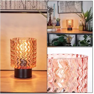 hofstein Tischleuchte Tischlampe aus Metall/Glas in Schwarz/Rosa, ohne Leuchtmittel, Glasschirm (11cm), An/-Auschalter am Kabel, 1x E27, ohne Leuchtmittel schwarz