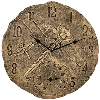 predolo Moderne 30,5 cm Wanduhr für Innen- und Außenbereich, wetterfest mit Temperaturanzeige