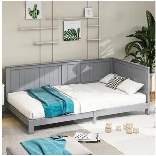 MODFU Schlafsofa Einzeltagesbett aus Holz, Kinderbett, Kinderbett 90*200 cm, ohne Matratze grau