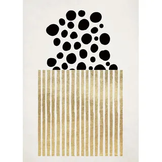 LIVING WALLS Fototapete "ARTist Golden Popcorn" Tapeten Vlies, Wand, Schräge Gr. B/L: 2 m x 2,8 m, schwarz-weiß (gold, schwarz, weiß) Fototapeten Kunst