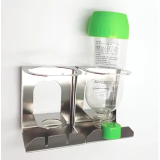 SodaStream kompatibel Kunstoffflaschen Abtropfhalter Flaschenhalter Edelstahl 2x