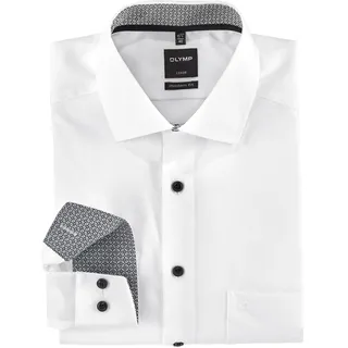 Businesshemd OLYMP "Luxor modern fit" Gr. 40, N-Gr, grau (weiß, anthrazit, kontrastfarbene details) Herren Hemden Langarm knitter- und bügelfrei