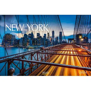 New York 2024: Großer Foto-Wandkalender mit Bildern aus der Metropole in den USA. Travel Edition mit Jahres-Wandplaner. PhotoArt Panorama Querformat: 58x39 cm.
