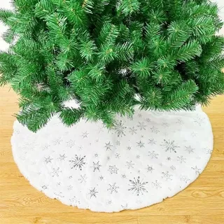 Wambere Plüsch Weihnachtsbaum Rock Teppich Weihnachten Rund Weihnachtsbaumständerhüllen Weihnachtsbaumdecke Christbaumdecke Weihnachtsbaumschmuck Christbaumschmuck Weihnachtsschmuck,Silber B,50cm