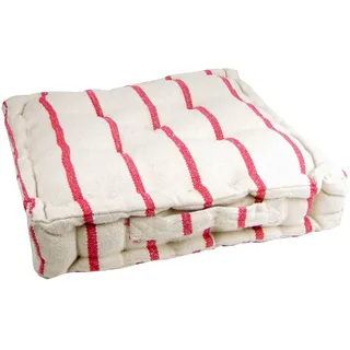Deko Kissen 40x40 cm - gestreift St. Tropez - maritimes Kissen, Kissen maritim, Bootskissen, Gartenkissen, Stuhlkissen, Sofakissen (rot/beige gestreift Sitzkissen 45x45x10)