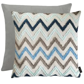 Dekokissen APELT "Ravenna", grau, blau, natur, bestickt, B:46cm H:0,5cm L:46cm, Bezug: 75% Polyester, 25% Baumwolle, Dekokissen_Sitzkissen_Kissenhüllen, Samtabseite