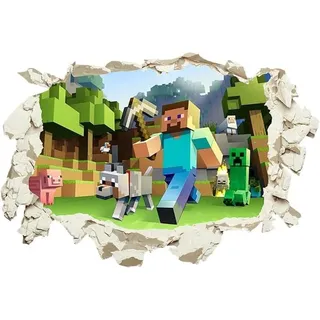 Csparcv Gamer-wandposter, 40 X 60 Cm Minecraft 3d-wandaufkleber, Cartoon-spiel-wandtattoos, Cartoon-wandaufkleber Für Wohnzimmer Und Schlafzimmer