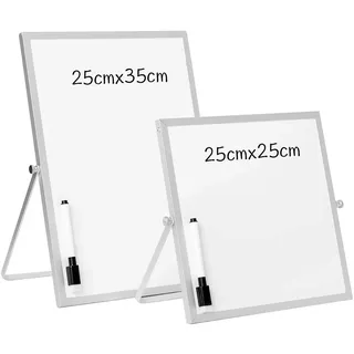 DOEWORKS Kleines Magnetisches Whiteboard, Schreibtisch-Whiteboard, Tragbar Trocken Abwischbar Magnettafel, Erinnerungstafel für Zuhause Schule Büro, 25 x 25 cm