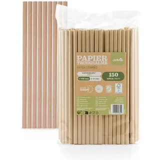 Sovie Strohhalme Papier Ø 8 mm 23 cm 150 St. Naturbraun