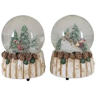 Christmas Paradise Schneekugel mit Spieluhr 15 cm (Weihnachtsdeko, 2 St., mechanisch aufziehbar), spielt weihnachtliche Musik beige
