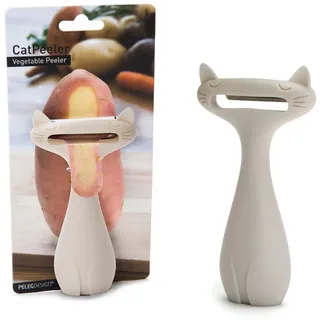 PELEG DESIGN CatPeeler Sparschäler Katze – Lustiger Gemüseschäler für Kartoffeln, Karotten & Obst, Pendelschäler mit Edelstahlklinge, Originelles Küchenzubehör & Geschenk für Katzenfans (Weiß)