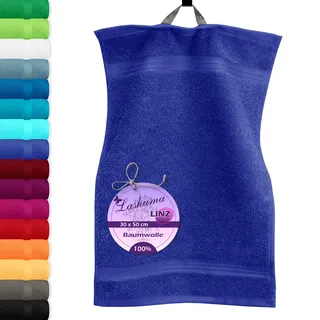 Lashuma kleines Handtuch Linz, Gästetuch Blau - Königsblau, Küchenhandtuch saugstark 30x50 cm