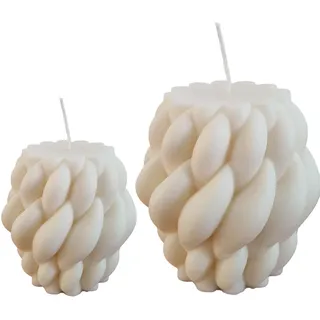 CÔEM - 2er Set Handgemachte Tropfkerzen aus Rapswachs (Naturwachs) „Klein & Groß“ Deko Kerzen in Weiß - Tropfkerzen Kerze mit Baumwolldocht - Naturkerzen ohne Palmöl & Schadstoffe (87g/300g)