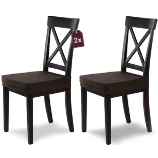 SCHEFFLER-Home Stuhlbezug Marie Braun / 2er Set elastische Stuhlbezüge mit Fleckschutz/wasserabweisender Sitzbezug Esszimmerstuhl/Elegante Sitzbezüge für Stühle/Stuhlhussen Braun
