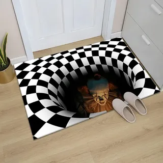 3d-optische-täuschungsmatte, Rechteckige Rutschfeste Matte Mit Clownfallenmuster, Weiche Horrormatte Für Halloween-dekorationen (50 X 80 Cm)