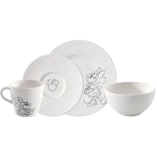 Villeroy & Boch Manufacture Rock blanc Mickey Mouse Frühstücks-Set 4-tlg. weiß/Schieferoptik mit Disney Mickey Mouse Kreidedekor