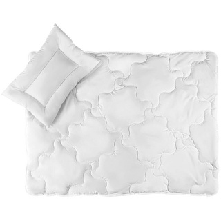 Babybettdecke, Premium Complete - Weiß, LaLoona, Steppbett-Set (100x135 / 40x60 cm) Kinder Steppdecke mit Kopfkissen weiß