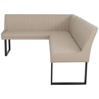 MCW Eckbank MCW-O82, Esszimmerbank Bank, Kunstleder Metall 159x210cm ~ beige