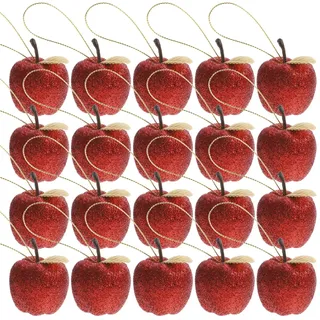 BAZEITFLOW 20 Stück Teiliges Hängende Deko Rote Mini Äpfel aus Schaumstoff Christbaumschmuck für Weihnachtsbaum Party und Hochzeitsdeko Einfache Aufhängung Lebendige Farben
