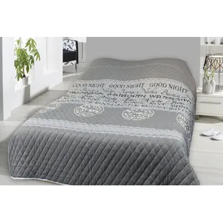 One Home Tagesdecke Good Night, gesteppt, Bettüberwurf oder Sofaüberwurf grau 220 cm x 240 cm