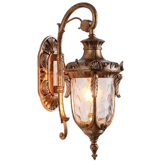 AoLa Außen Wandleuchte Vintage E27 Landhaus Bronze Wandlampe Outdoor IP65 Wasserdicht Wand Lampe Hängend Aluminium Retro Lampe mit Glasschirm für Villa Dekoration Landschaft Gartenlampe Balkon