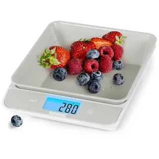 Duronic KS100 GY Küchenwaage - Digitale Lebensmittelwaage mit 1,2 L abnehmbarer Schüssel - Haushaltswaage bis 5kg