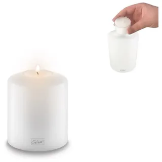 Qult Teelichthalter Qult Farluce Classic - Durchm. 8cm Teelichthalter in Kerzenform Dauerkerze Kunststoffkerze in Kerzenoptik Teelichtkerze mit Teelichteinsatz inkl. Teelicht 9 cm