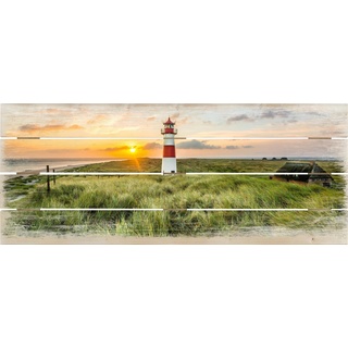 Wall-Art Holzbild »Leuchtturm auf Sylt«, Strand, 25668201-0 bunt B/H/T: 100 cm x 40 cm x 3,6 cm