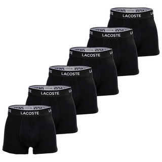 LACOSTE Herren Boxershorts, 6er Pack - Trunks, Casual, Cotton Stretch, Logobund Schwarz XL