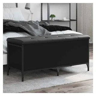 furnicato Truhenbank Sitzbank Schwarz 102 x 42 x 45 cm mit Stauraum und Kissen, Flurbank mit Kunstlederkissen, Metallrahmen und stabilen Scharnieren schwarz 102 cm x 45 cm