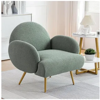 LuxusKollektion Loungesessel Loungesessel Teddystoff Metallbeine Wohnzimmer Schlafzimmer Grün