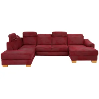 Home Affaire Wohnlandschaft HOME AFFAIRE "Dundee U-Form", rot (bordeaux), B:338cm H:86cm T:219cm, Luxus-Microfaser Florence (100% Polyester), Sofas, Wohnlandschaft, wahlweise mit Kopfteilverstellung und zusätzlich mit Bettfunktion