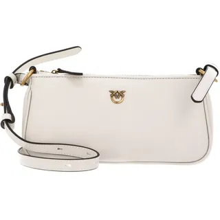 PINKO Half Moon Mini Umhängetasche Leder Weiß/Gold