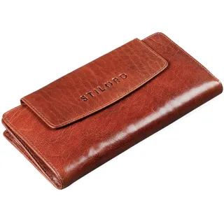 STILORD Lorelai Portemonnaie Damen Leder Groß Frauen Geldbörse Reißverschluss Vintage Portmonee Quer Elegant und Stilsicher Farbe:Brandy - braun